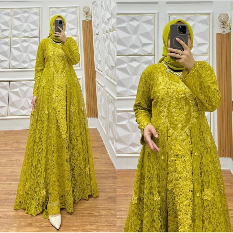 Gamis Brukat Bordir Payet / Gamis Brukat Jumbo / Gamis Brukat Premium / Gamis Brukat Pesta Mewah / G