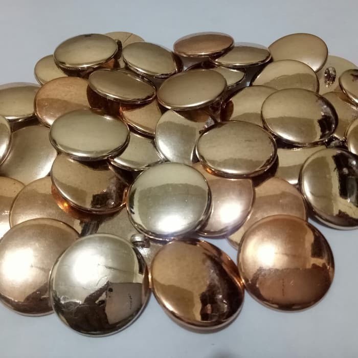 Kancing Baju Jamur Emas Polos - Kancing Emas 15mm isi 100pcs