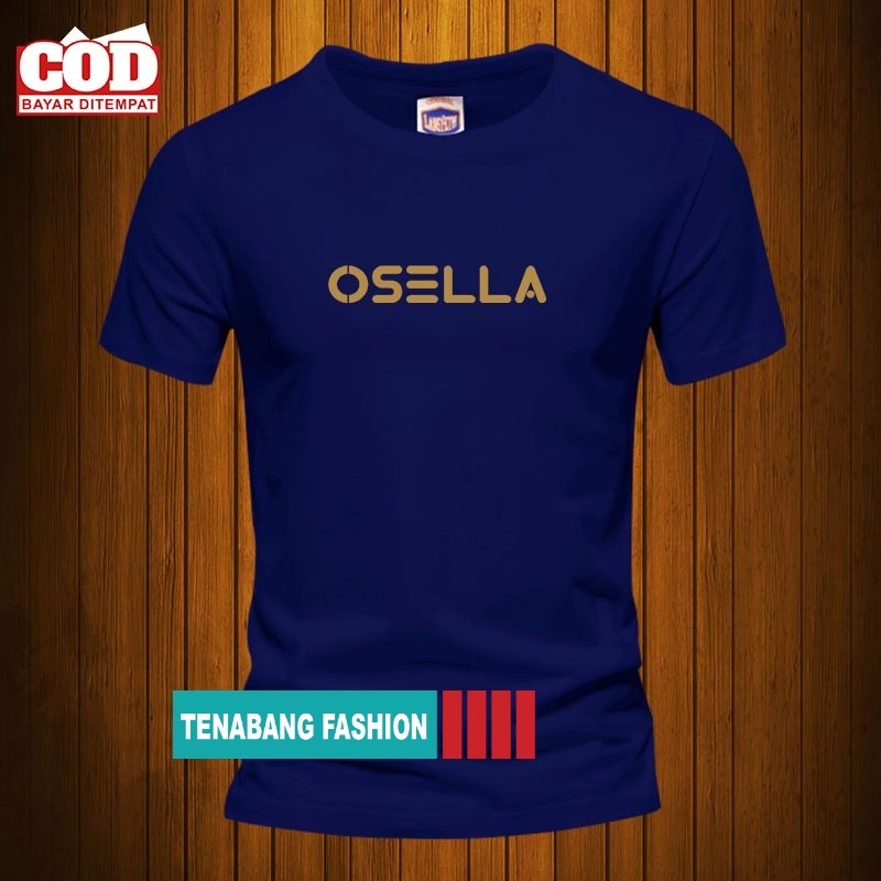 Kaos T-Shirt Pria Lengan Pendek / Baju Kaos Osella Text Gold / TShirt Distro Cotton Combed 30s Premi