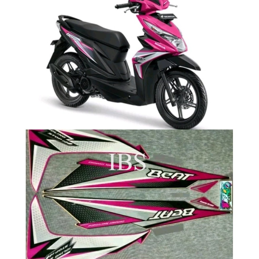 STRIPING BEAT 2018 ISS PINK MAGENTA STANDAR NEW HONDA FI POLET STIKER