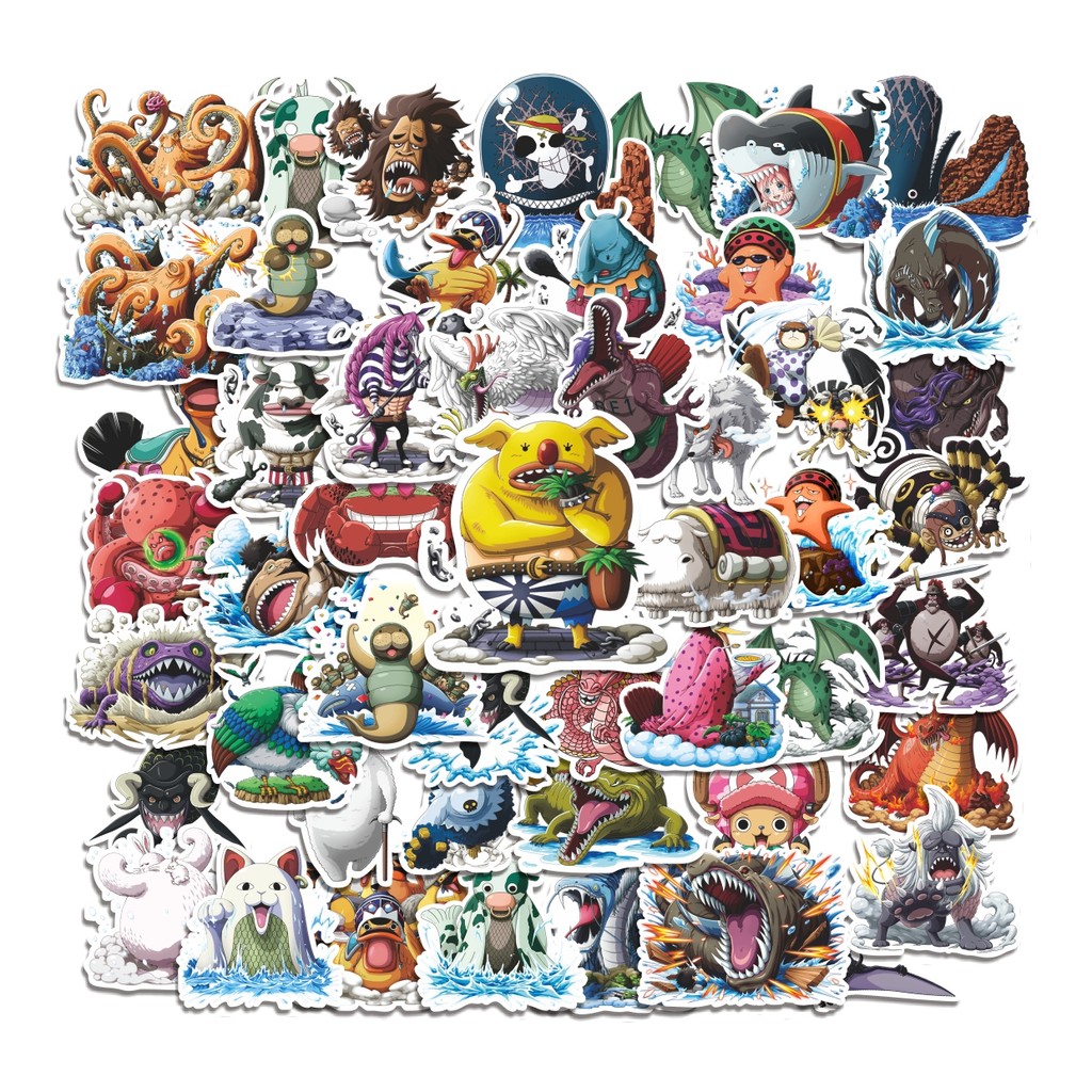 

COD 50 Pcs Stiker Animal in One Piece World Lucu Anti Air Untuk Dekorasi Notebook Sepeda Skateboard Handphone