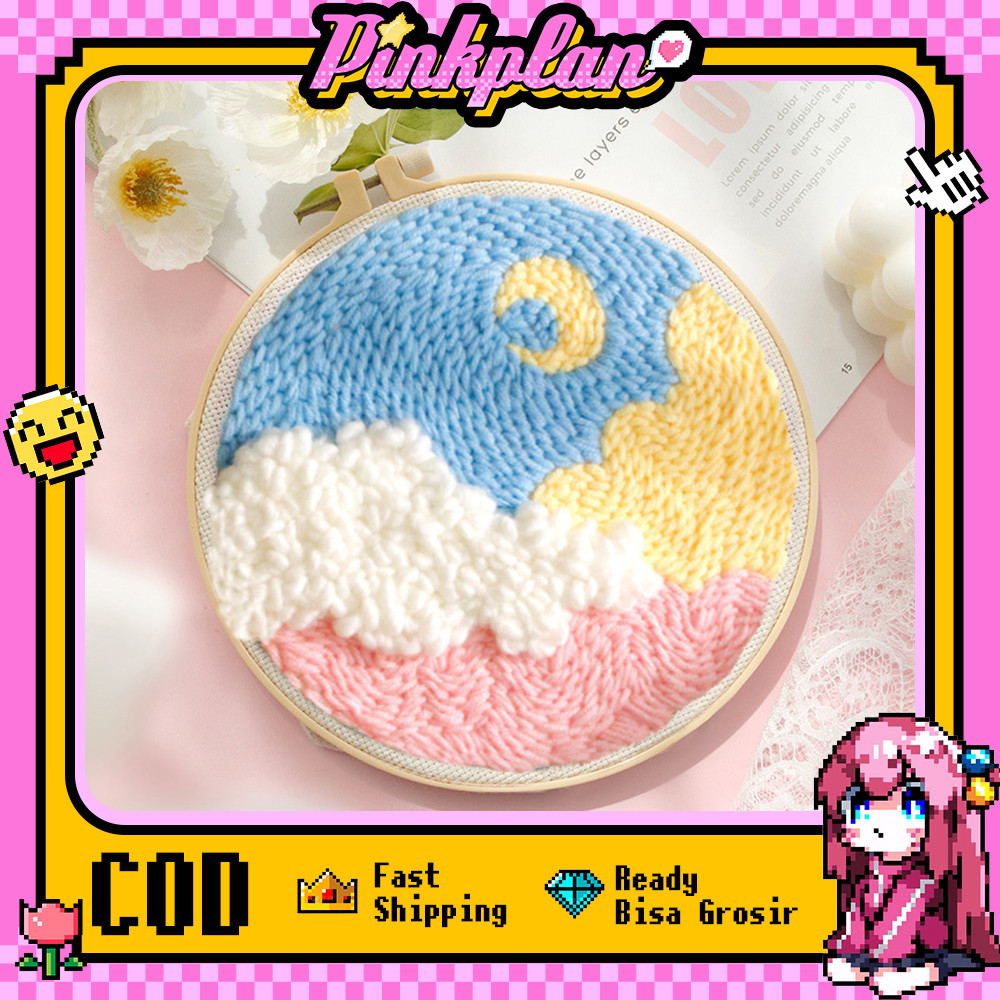 【Ready】DIY Paket Sulam Tangan Set / Punch Needle Embroidery Kit Lengkap DIY Paket Sulam Kit Menyulam