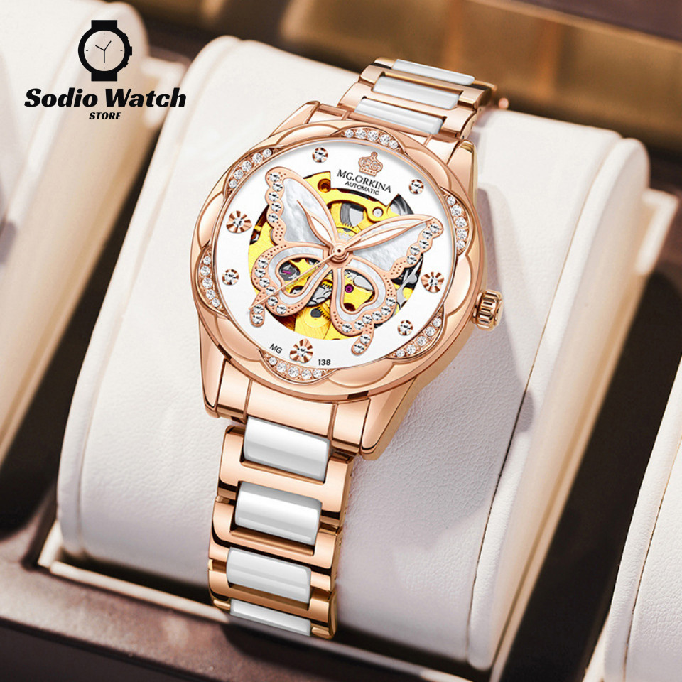 [SALE BESAR] Jam Tangan Automatic Wanita Original Brand Anti Air Keramik Rantai Mewah Elegan Women W