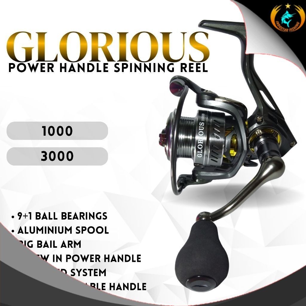 Reel Pancing HINOMIYA Glorious 1000 3000 9+1BB Spinning Power Handle - Indostar fishing