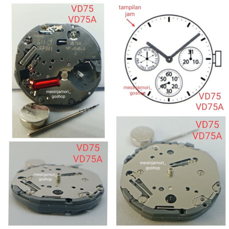 mesin jam VD75 VD75A original