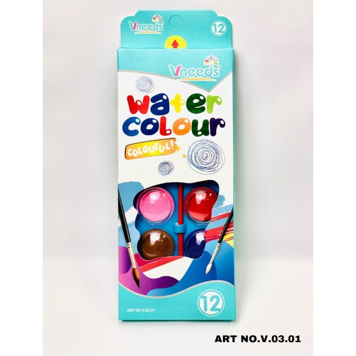 

Water Colour Impor Vneeds 12 Warna Aquarelle 12 Color Vneeds V0301 Cat Air Paint Cake + Kuas - VNEEDS - V0301