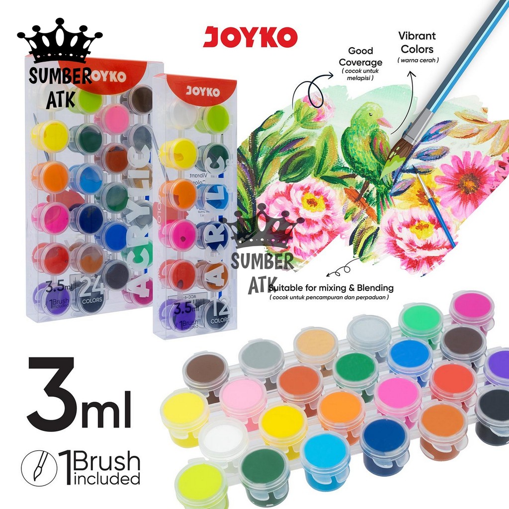 

Cat Akrilik JOYKO Acrylic Color ACC-6 3ML 12 , 24 WARNA