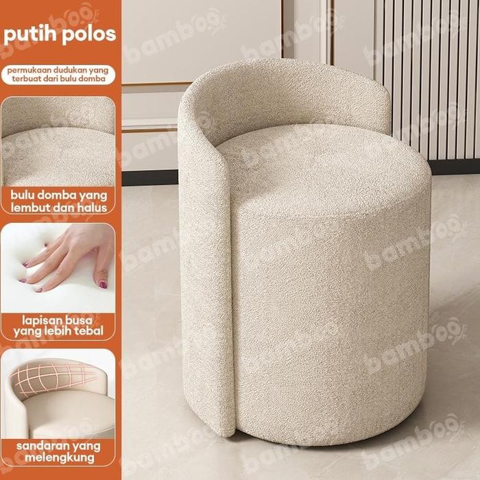 Kursi Rias Makeup Stool Kursi Estetik Kursi Meja Rias Kursi Makeup - sherpa putih