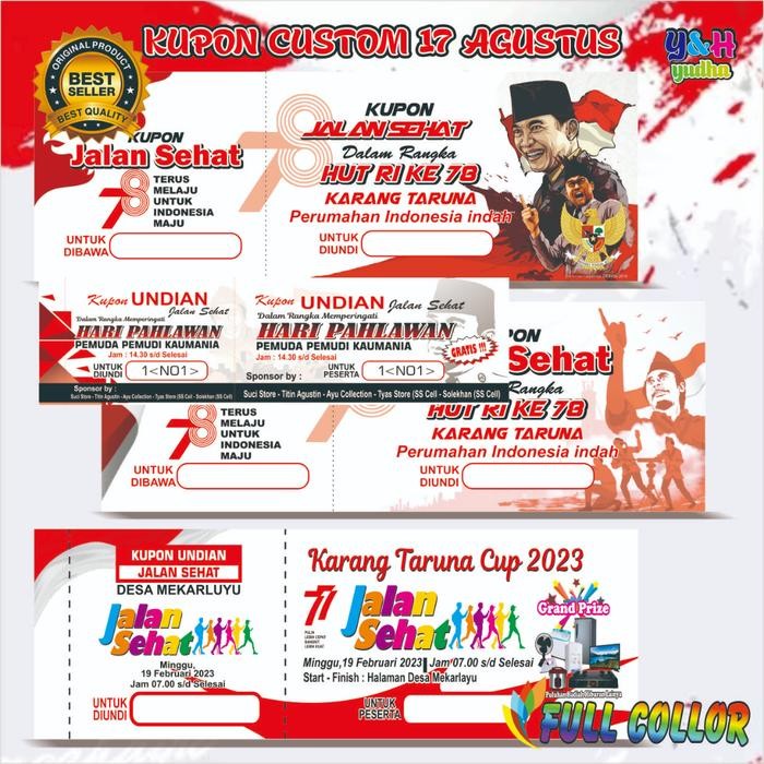 

KUPON CUSTOM 17 AGUSTUS KUPON MURAH KUPON KEMRDEKAAN KUPON PARKIR KUPON BEBAS KUPON AGUSTUS KUPON KEREN KUPON LUCU KUPON INDONESIA Kertas Card Karton - 5O LEMBAR