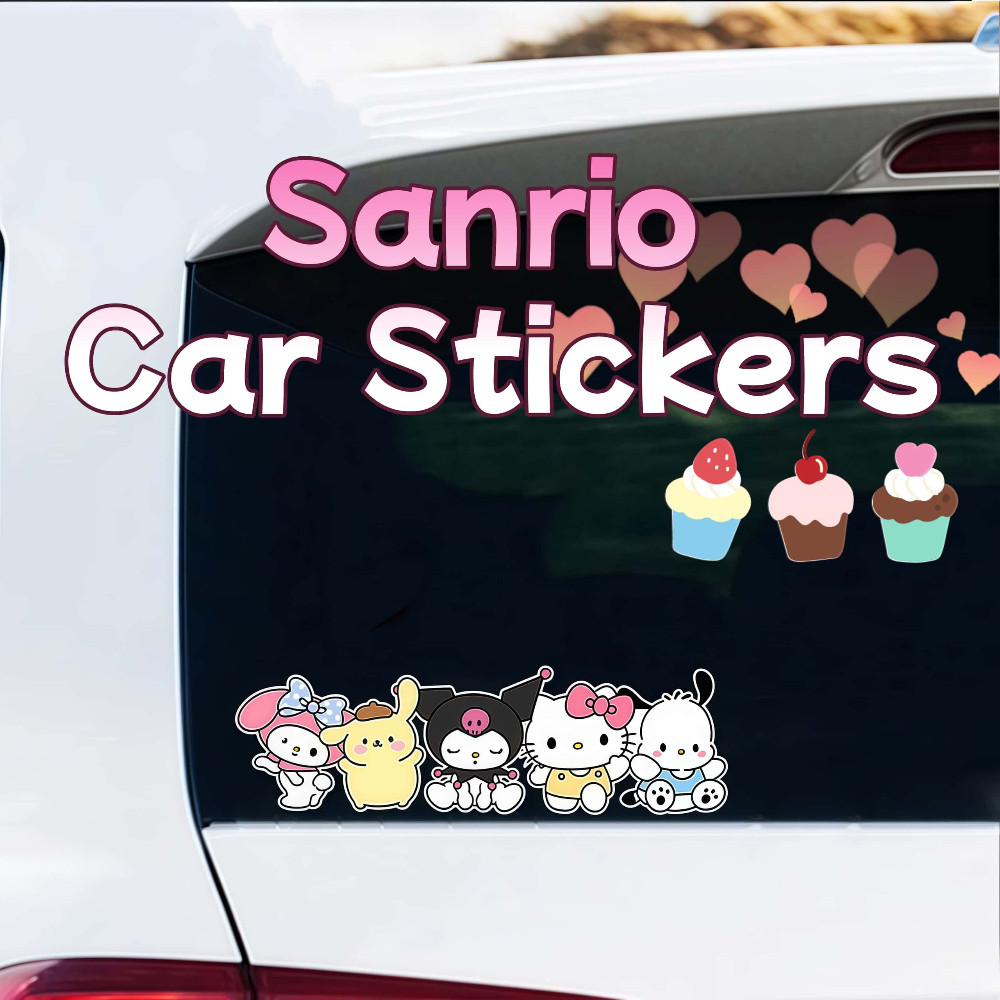 

Sanrio Car Stickers Cartoon Vehicle Decals for Windows Bumpers Scratch Cover Waterproof Automotive Vinyl Art Adhesive Decoration