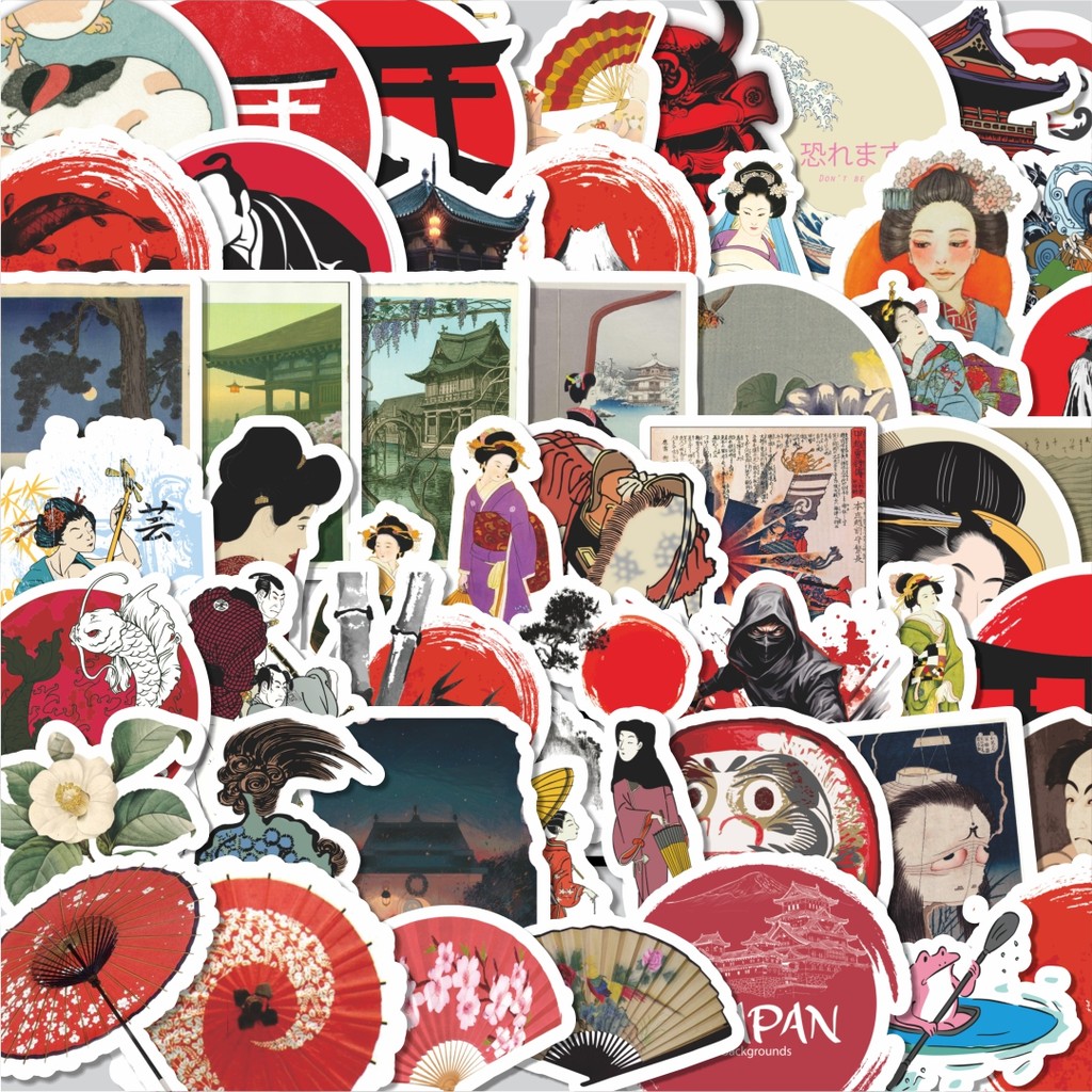

Stiker Cutting Pack Stiker Tema Budaya Jepang Isi 100Pcs Series Aesthetic Lucu Keren Untuk Koper Bahan Vynil