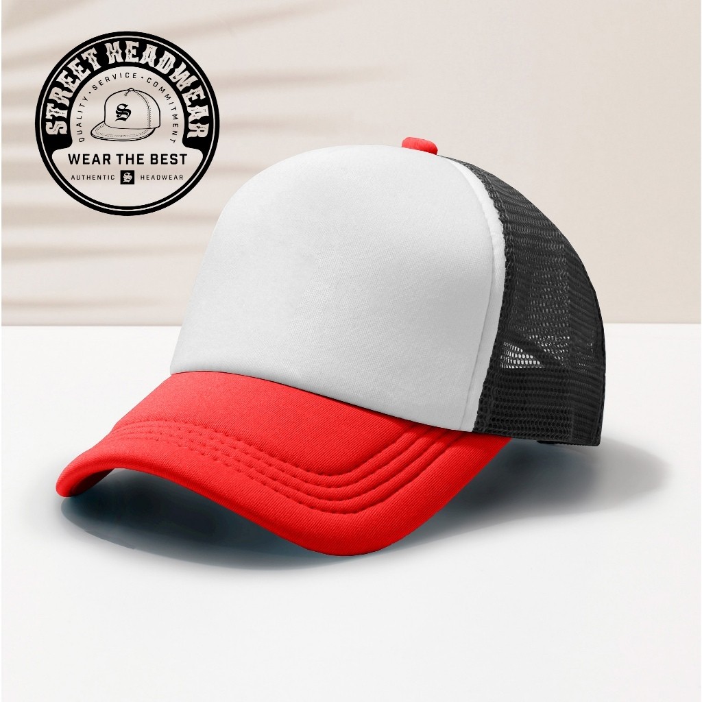 TOPI JARING POLOS PRIA DAN WANITA DEWASA | HITAM PUTIH MERAH