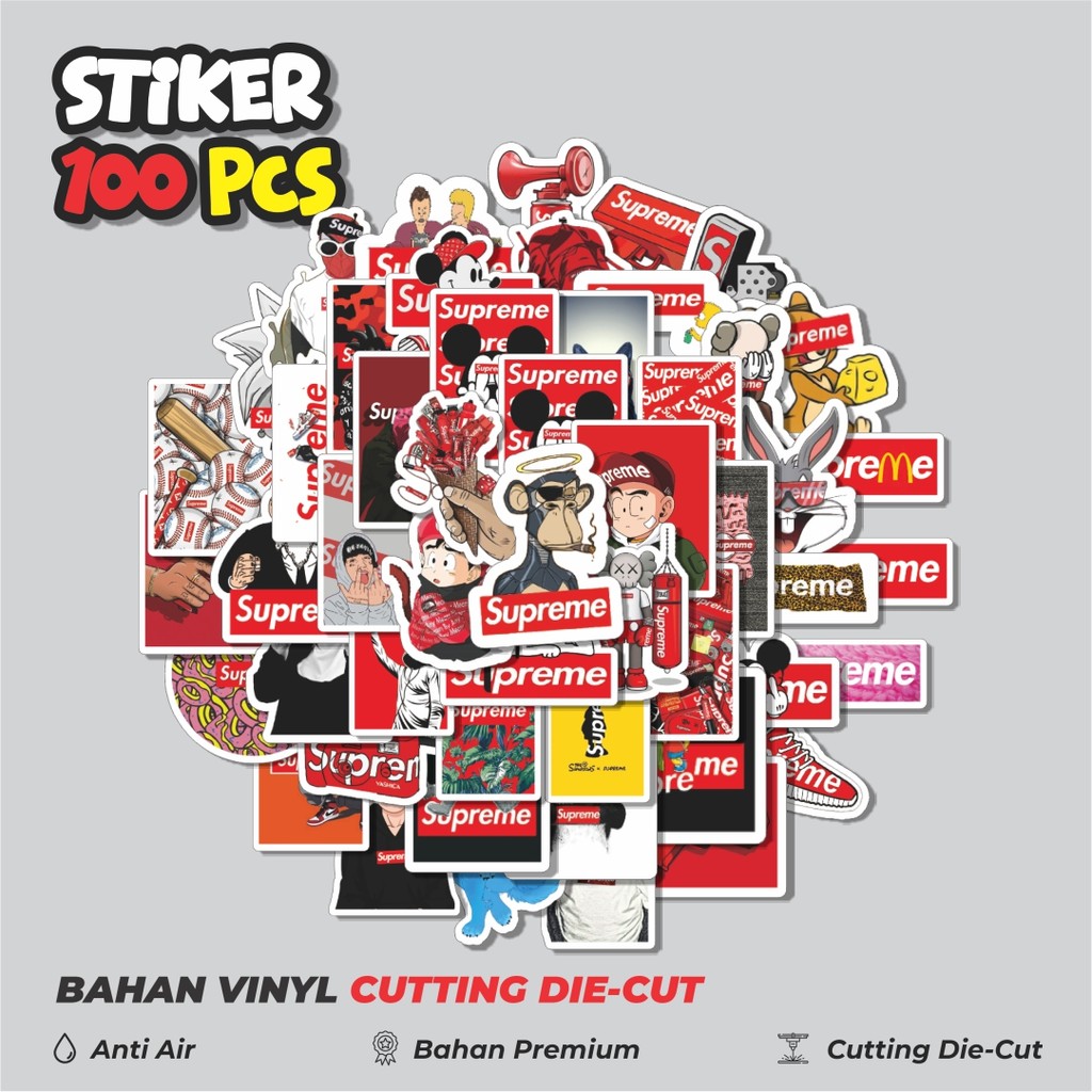 

Terbaru! 50 pcs Stiker Logo Supreme Dekorasi Lucu Kreatif untuk Notebook, Skateboard, HP