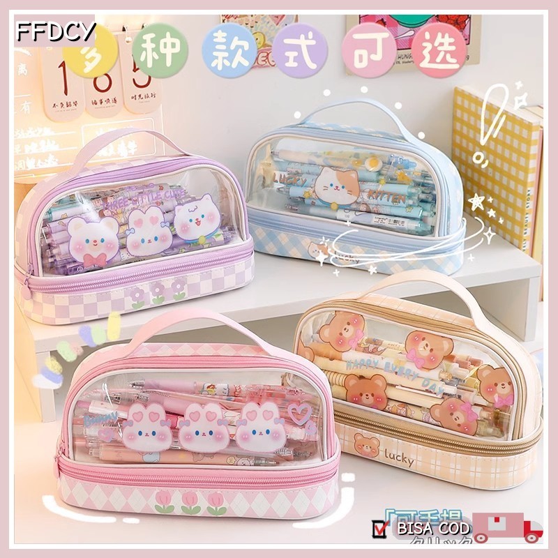

Tempat Pensil Besar,Transparan PVC Pencil Case, Tas Pensil Murid Lucu,Kotak Pensil Anak Esthetis