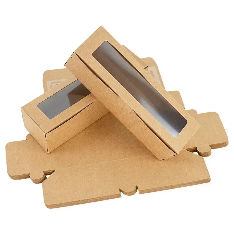 

10/20pcs Macaron dessert packing box with transparent window kraft paper cupcake box cookie candy carton party supplies