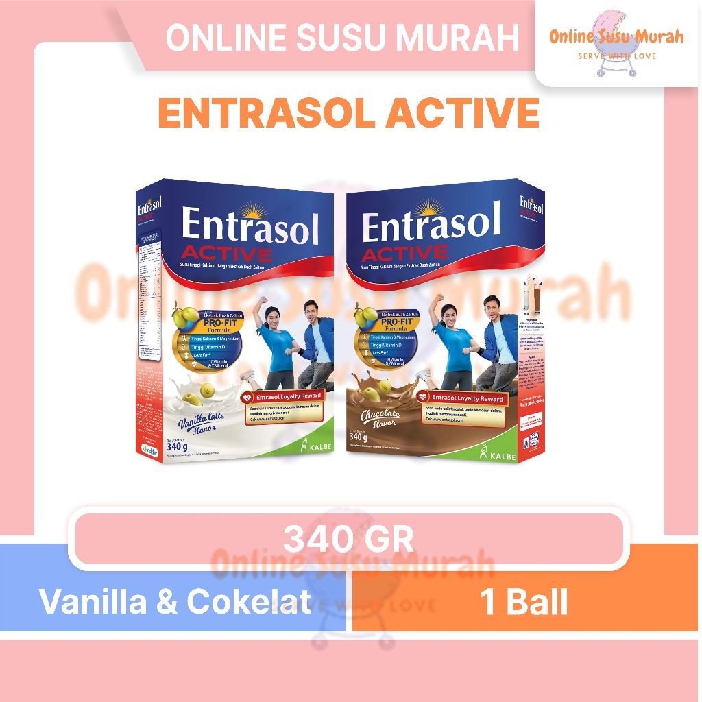 

ENTRASOL ACTIVE PROFIT VANILA COKLAT 340 GR SUSU DEWASA 340GR SSKD