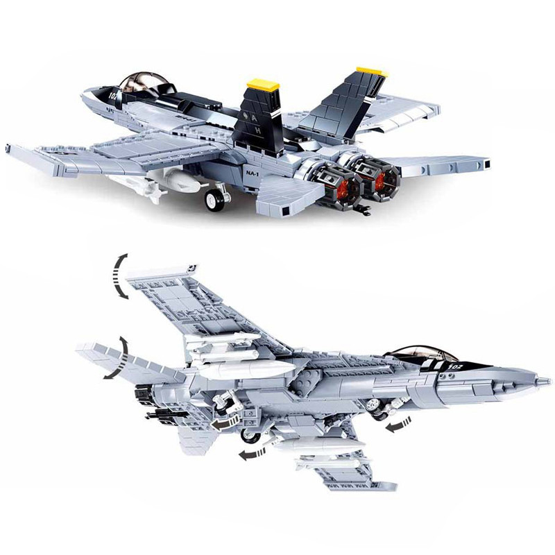 Military Plane Model Bricks Toys US F/A-18 Strike Fighter Building Blocks Carrier Fighter Compatible