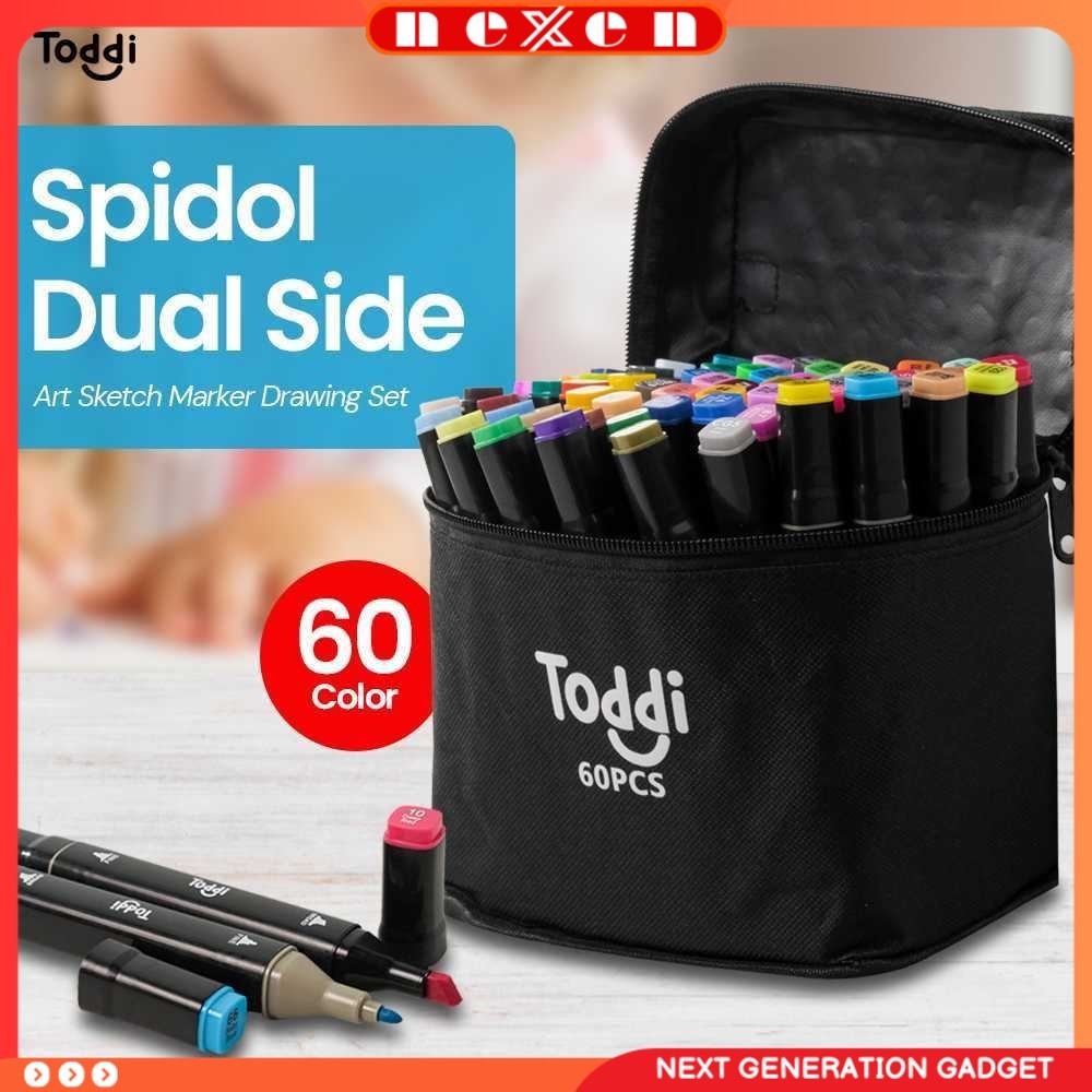 

Spidol Dual Side Fine Art Brush Pen Art Marker Set 60 Color - HL270