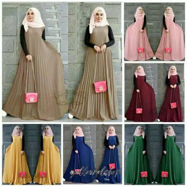 PROMO XTRA Dress plisket tanpa lengan/overoll plisket tanpa lengan