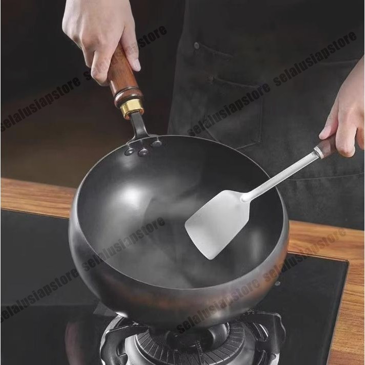 ID 24CM WAJAN WAJAN CINA PERUT BESAR WAJAN BESI ANTI LENGKET YANG DIPERDALAM WAJAN BESI ANTI LENGKET