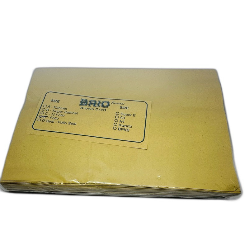 

[LW] Amplop Coklat Brio Tanpa Seal Ukuran Folio Isi 100 Lembar
