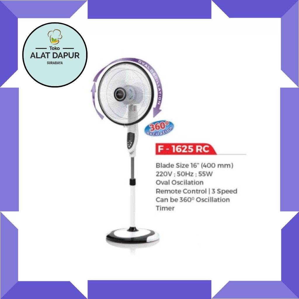 Maspion Kipas Angin Berdiri Remote 16 Inch Oscilation Fan 360⁰ F 1625RC 1625 RC F1625RC 16Inch