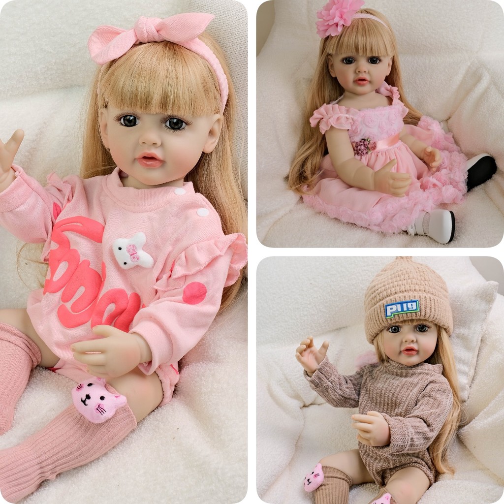 NPK 55CM Betty Soft Silicone Vinyl Reborn Toddler Doll Blond Hair Lifelike Princess Baby Girl Christ