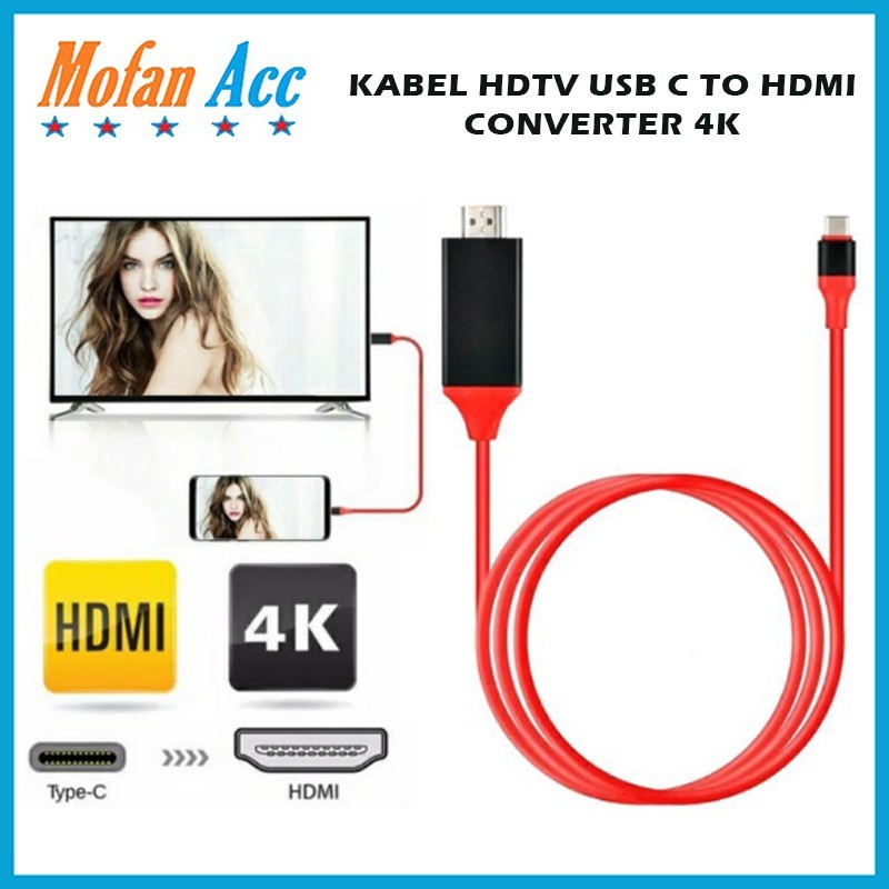Kabel USB Type C TO Port Male / Cable Converter HDTV Video Cable 4K Mirroring TV 2 Meter