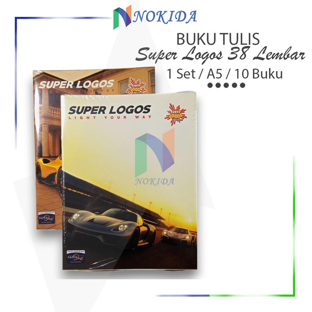 

Nokida Buku Tulis Super Logos 38 Lembar A5 [10 Buku/1 Pack] / Buku Catatan Vision Kwarto / Alat Tulis / ATK / Perlengkapan Sekolah / Kertas Paper A5 Kwarto / Buku Murah