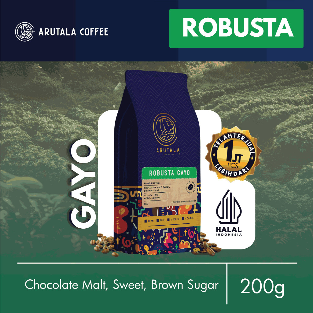 

Ready ARUTALA Kopi Robusta Gayo Coffee 200 gram terjamin