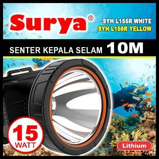 Surya Senter Kepala Selam LED Super 15 Watt Cahaya Putih | Senter Kepala Selam Waterproof Tahan Air