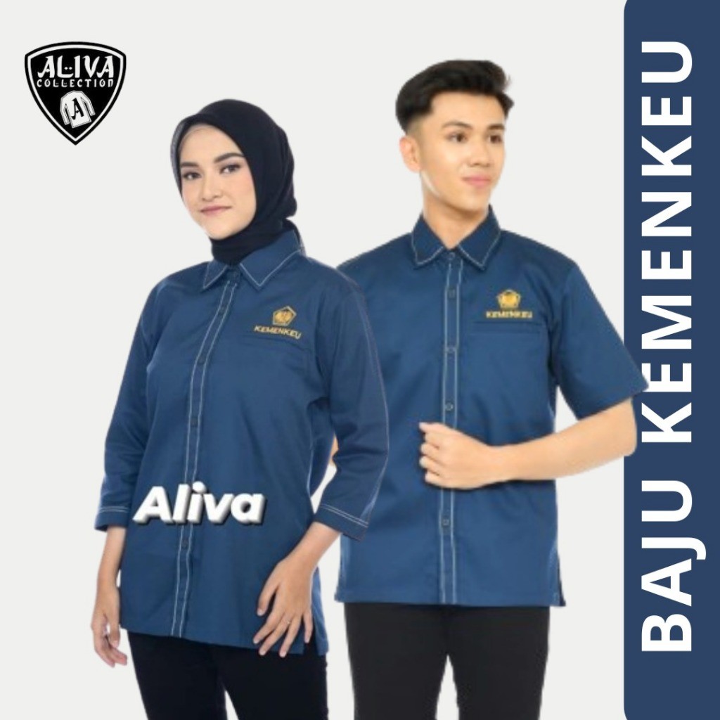 Baju Seragam Kerja Pria Dan Wanita Warna Biru Dongker Navy | Baju Karyawan |Kementrian Keuangan
