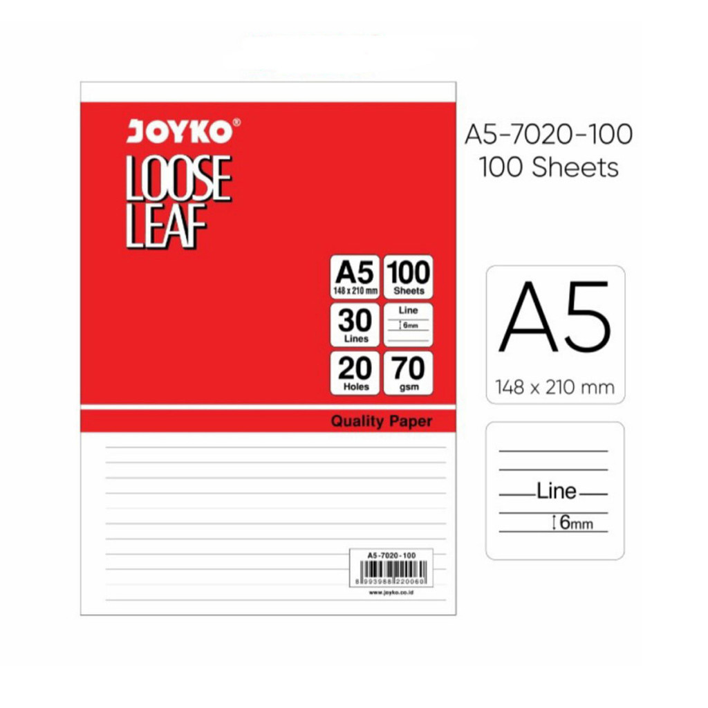 

Loose Leaf Joyko Kertas Binder Joyko A5/B5 Isi 50/100 Lembar