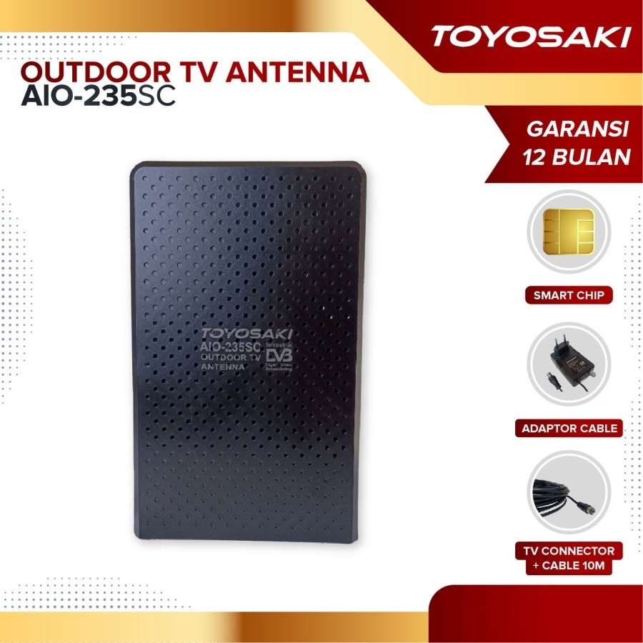 Antena TV Digital Indoor Outdoor Toyosaki AIO 235 SC + Booster Antena TV LED LCD Analog Digital (K)