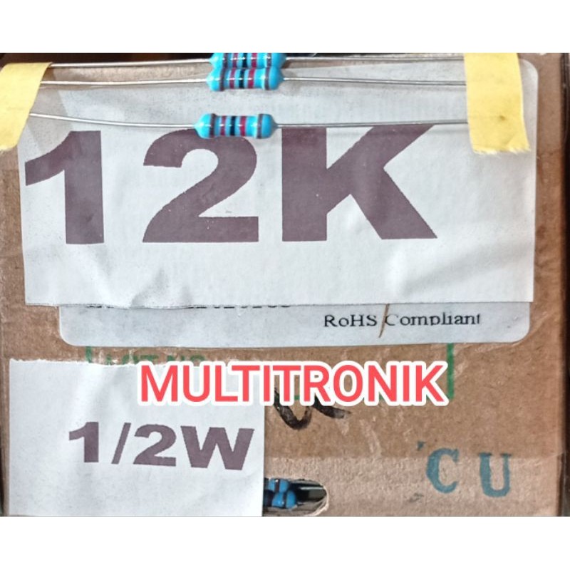 RESISTOR 12K 1/2WATT 1%  RESISTOR 0.5WATT 12K METAL FILM TAIWAN