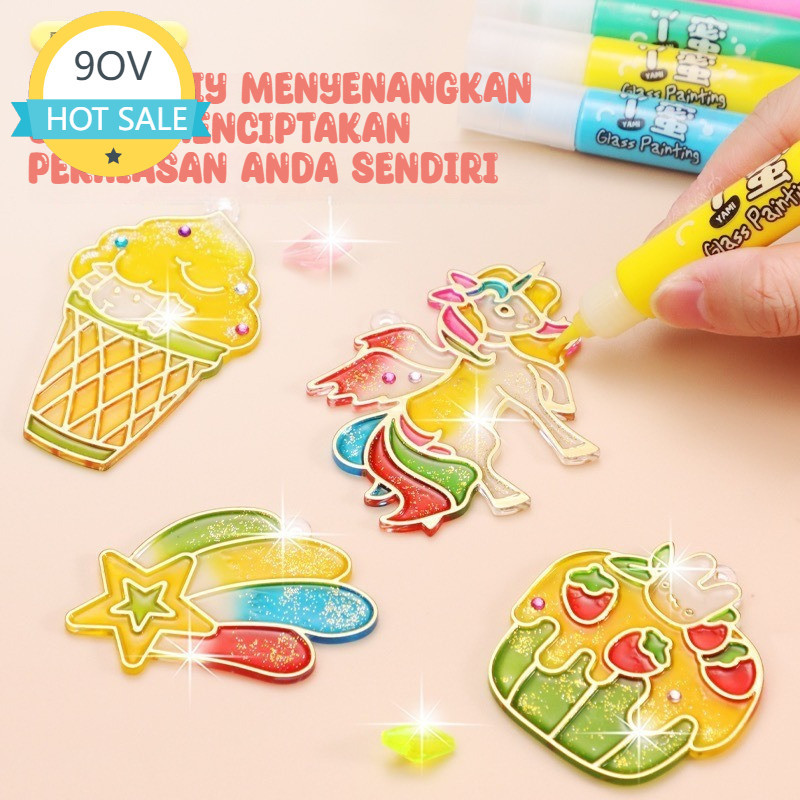 

COD Produk anak Diy Dyed Keychain Accessories Diy Crystal Pendant Studio Diy Painting Glass