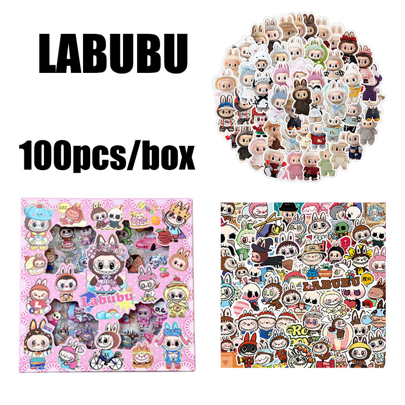 

Kualitas Tinggi 100pcs/set Labubu Stickers DIY Labubu Waterproof Sticker Decor