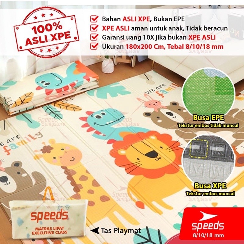 NK3E SNI SPEEDS Karpet Lipat SPEEDS Playmat Bayi 200x180cm Tebal XPE Matras Anak Playmate Baby Kado 