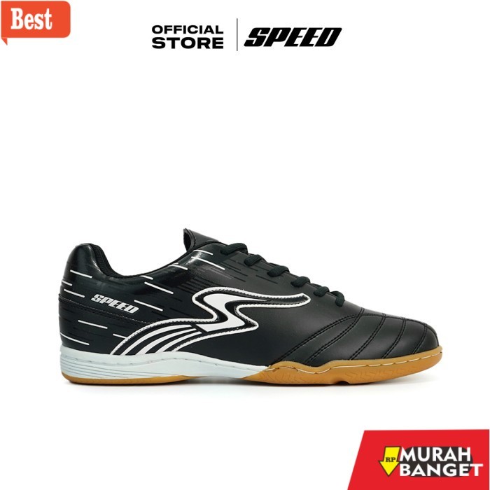 rekomendasi sepatu futsal Speed - Sepatu Futsal AXEL Hitam Putih - Sepatu futsal pria 38-42 - Hitam 