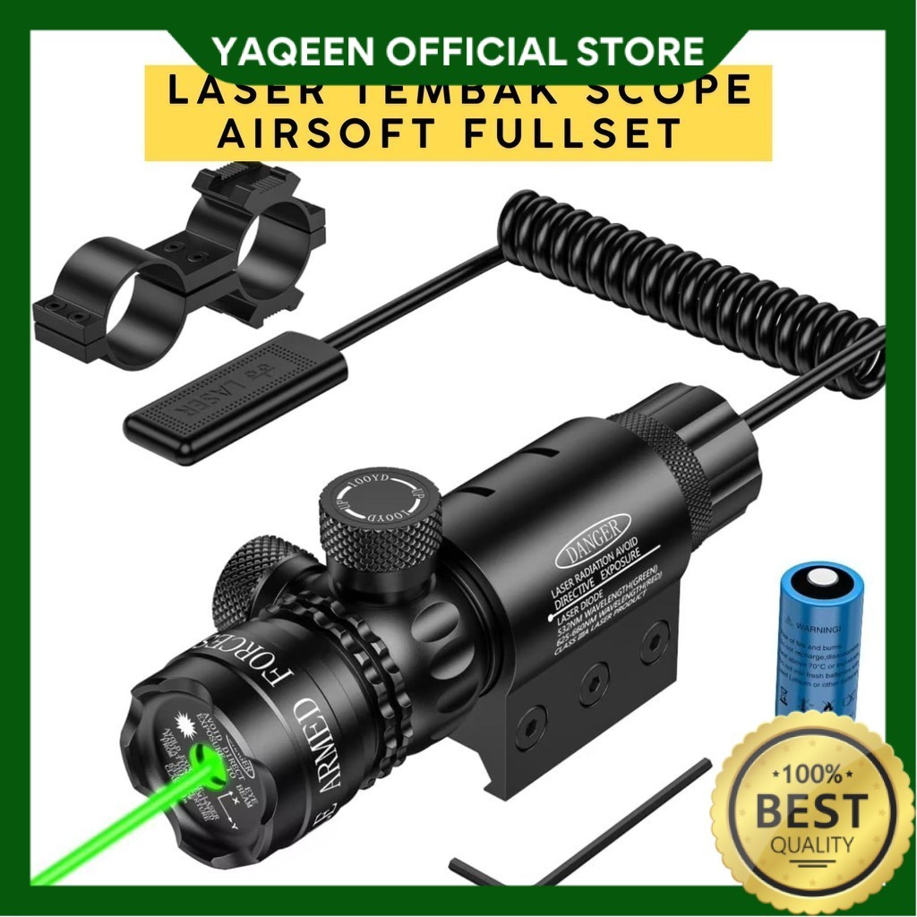 YAQEEN - Laser Tembak Scope Airsoft Target Pointer Fullset Sniper Hijau Merah Green Red Berburu