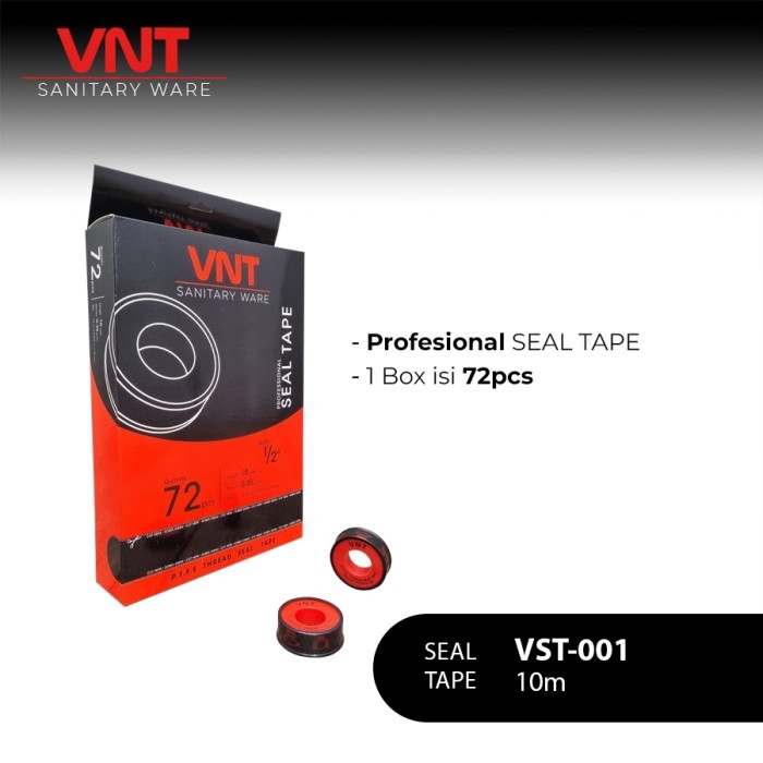 

VNT Seal Tape 10 Meter 1/2 inch 1 Box isi 72pcs Sealtape PTFE Isolasi