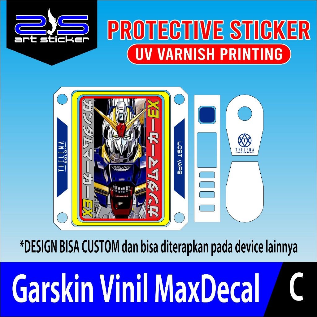 

StikerTelemaSolo White Gundam UV Varnish Printing