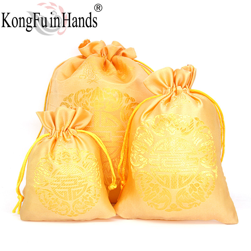 

Large Capacity Adjustable Storage Bags Rope Decoration Jewelry Packing Candy Necklace Golden Color Bag Simple Christmas Gift