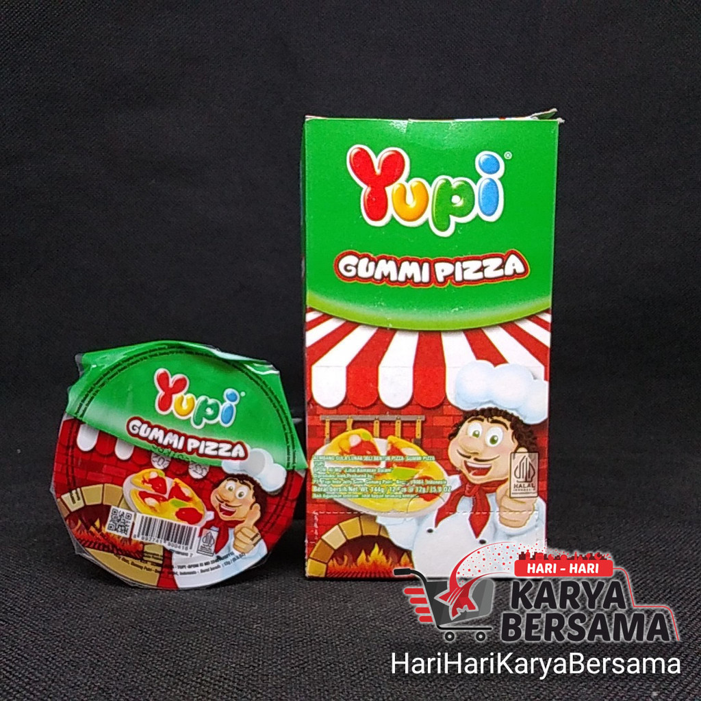 

MAKANAN RINGAN PERMEN LUNAK YUPI JELLY GUMMI PIZZA BOX ISI 12'S X 12GR