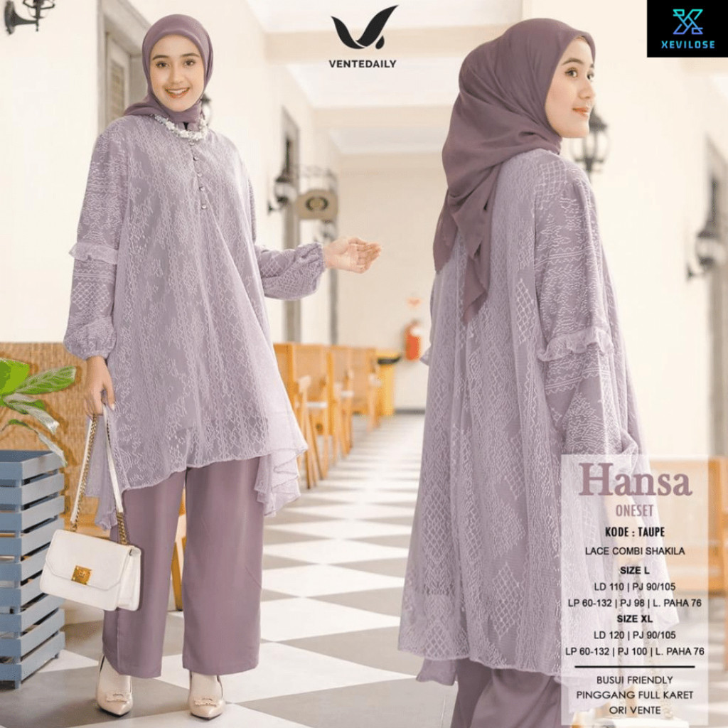 Vente Daily Setelan One Set Wanita Jumbo Kekinian Ootd Outfit Kondangan Ld 120 Hansa