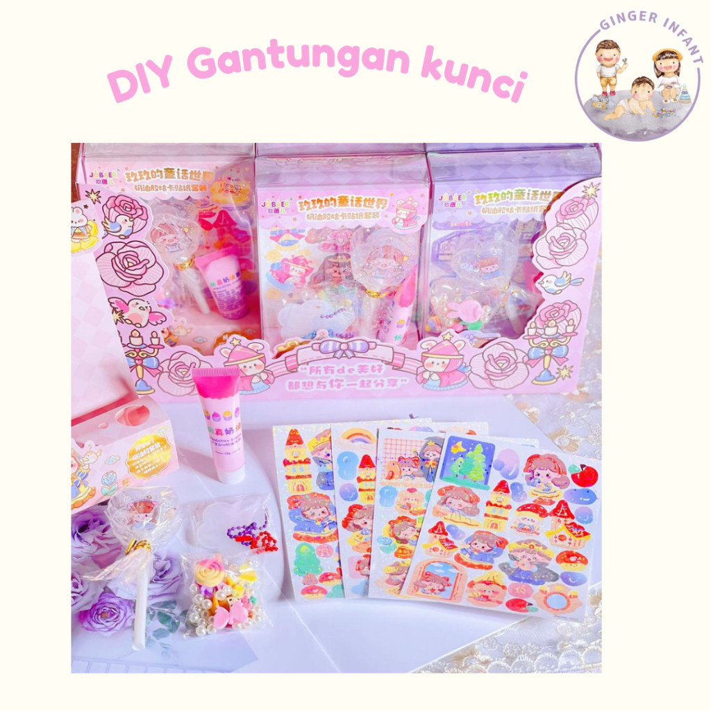 

BISA COD GINGERINFANT 1 set Diy gantungan kunci aklirik aesthetic mainan sticker anak super lucu ihj-33