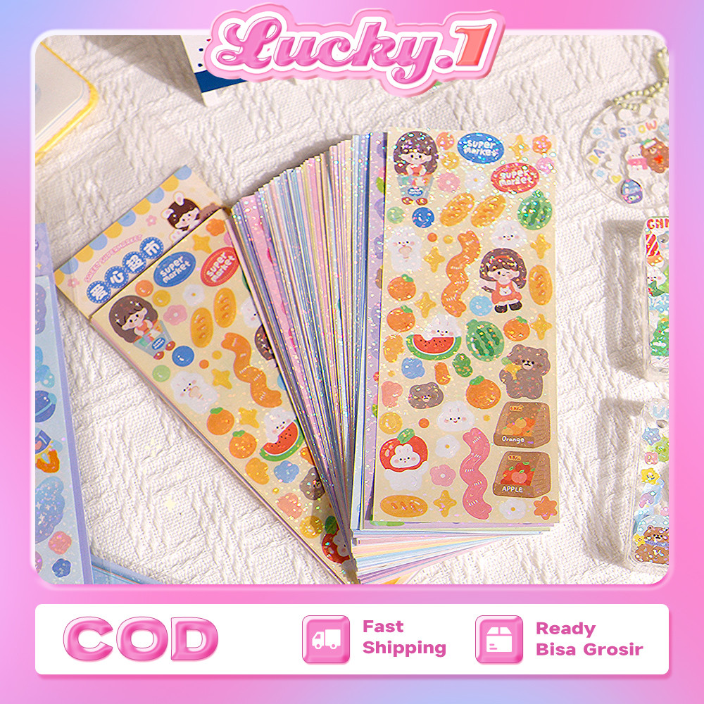 

20/40/60/100lembar Stiker Lucu Kartun Photocard Kpop Decor Sticker Berbagai Kartun Shiny Stiker Set Mahasiswa Hias DIY Bahan Stiker Alat Tulis Perlengkapan Sekolah