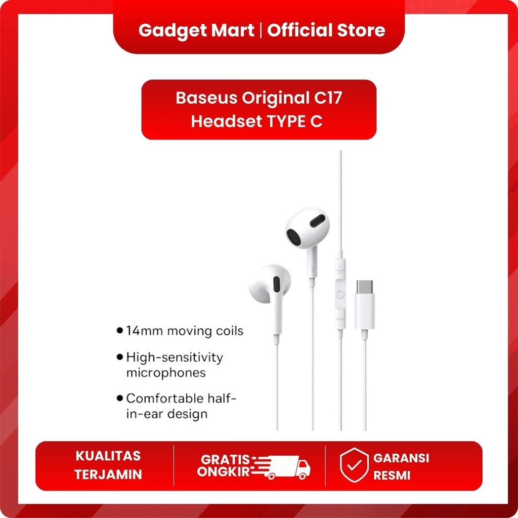 BASEUS Headset Mic Encok C17 - TYPE C