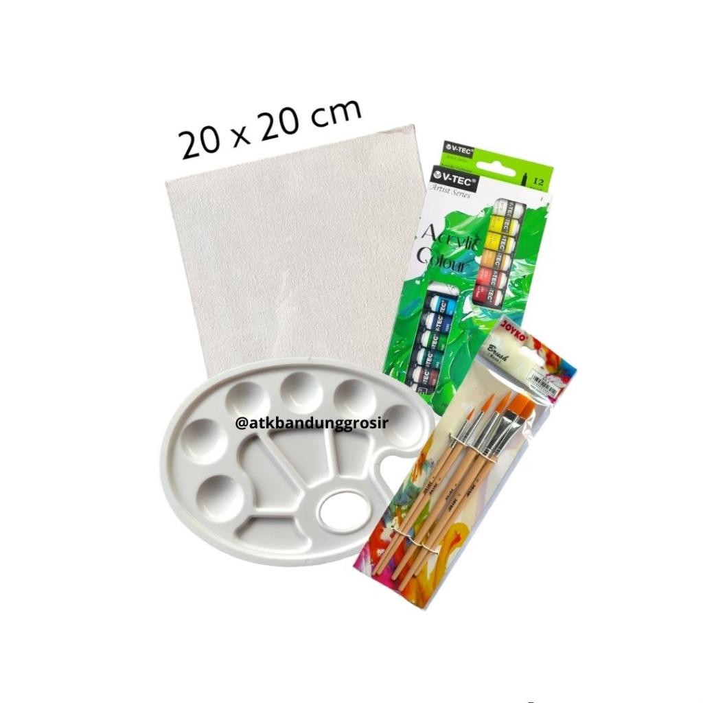 

Paket Melukis Lengkap Set 4 in 1 Variasi Set Kanvas 20x20 Kuas Palet & Cat Acrylic -Set Lukis