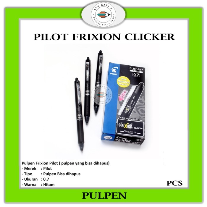 

TERBARU Pulpen Pen Frixion Pilot 0.7 HITAM Clicker ( Bisa Dihapus )